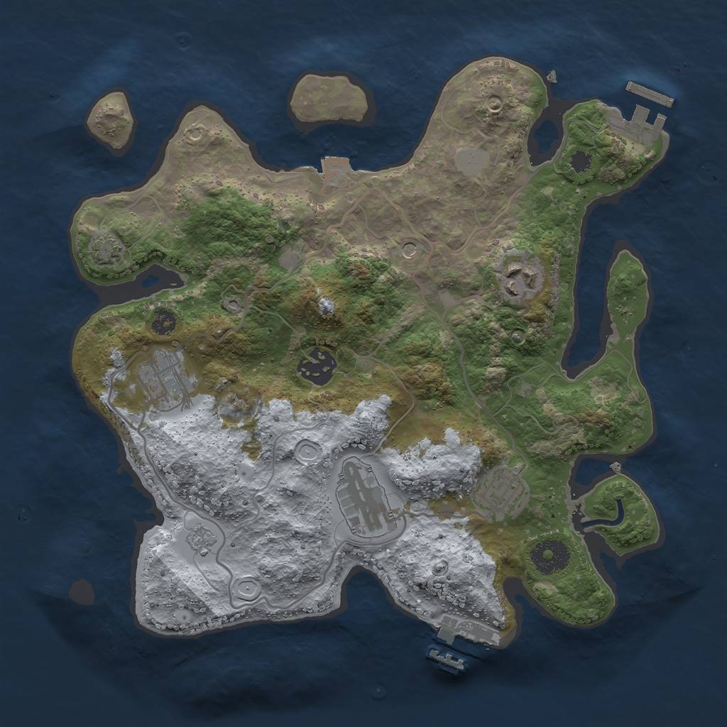 Rust Map: Procedural Map, Size: 3000, Seed: 4193, 13 Monuments