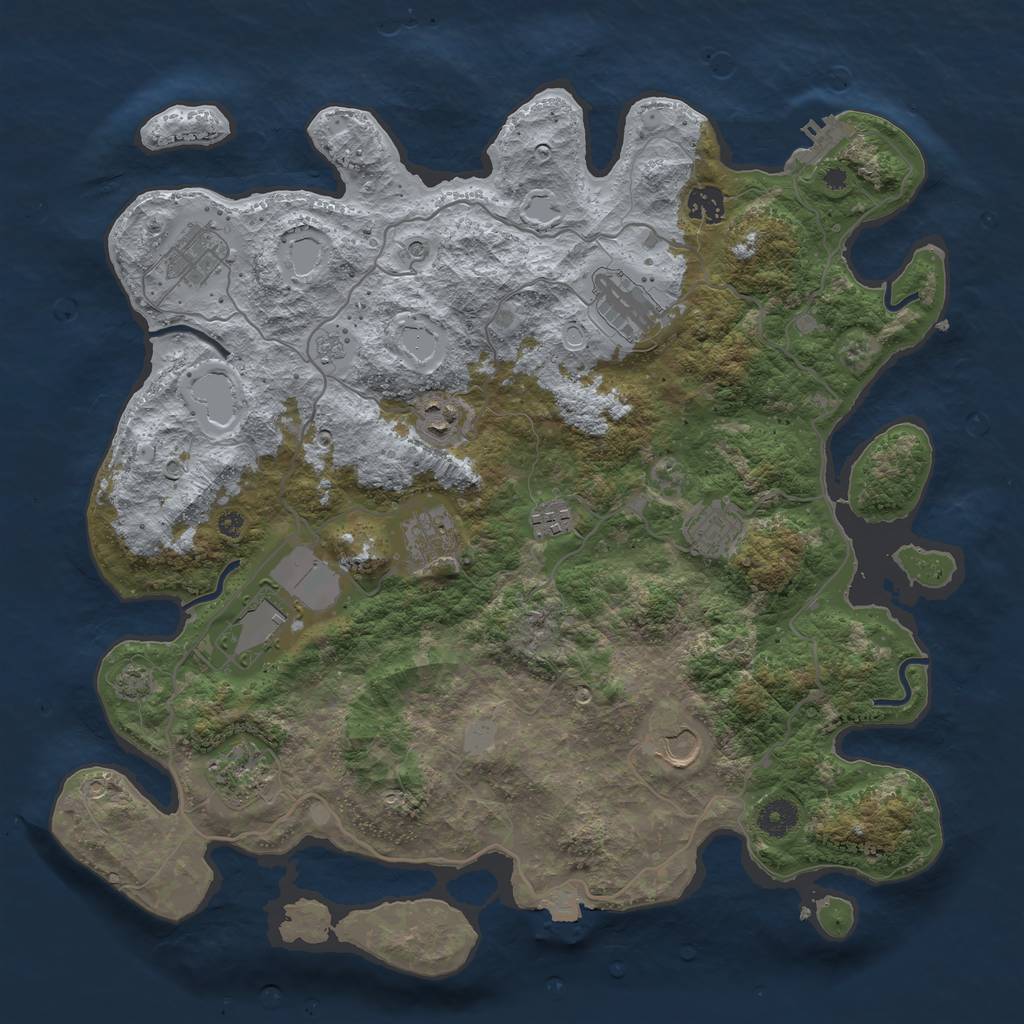 Rust Map: Procedural Map, Size: 4000, Seed: 890184315, 17 Monuments