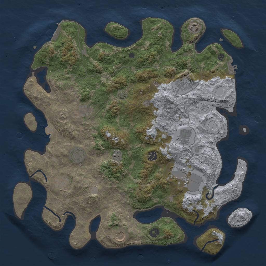 Rust Map: Procedural Map, Size: 4000, Seed: 36226250, 18 Monuments