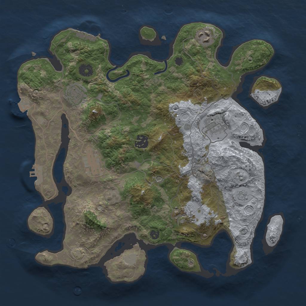 Rust Map: Procedural Map, Size: 3300, Seed: 1628383934, 14 Monuments