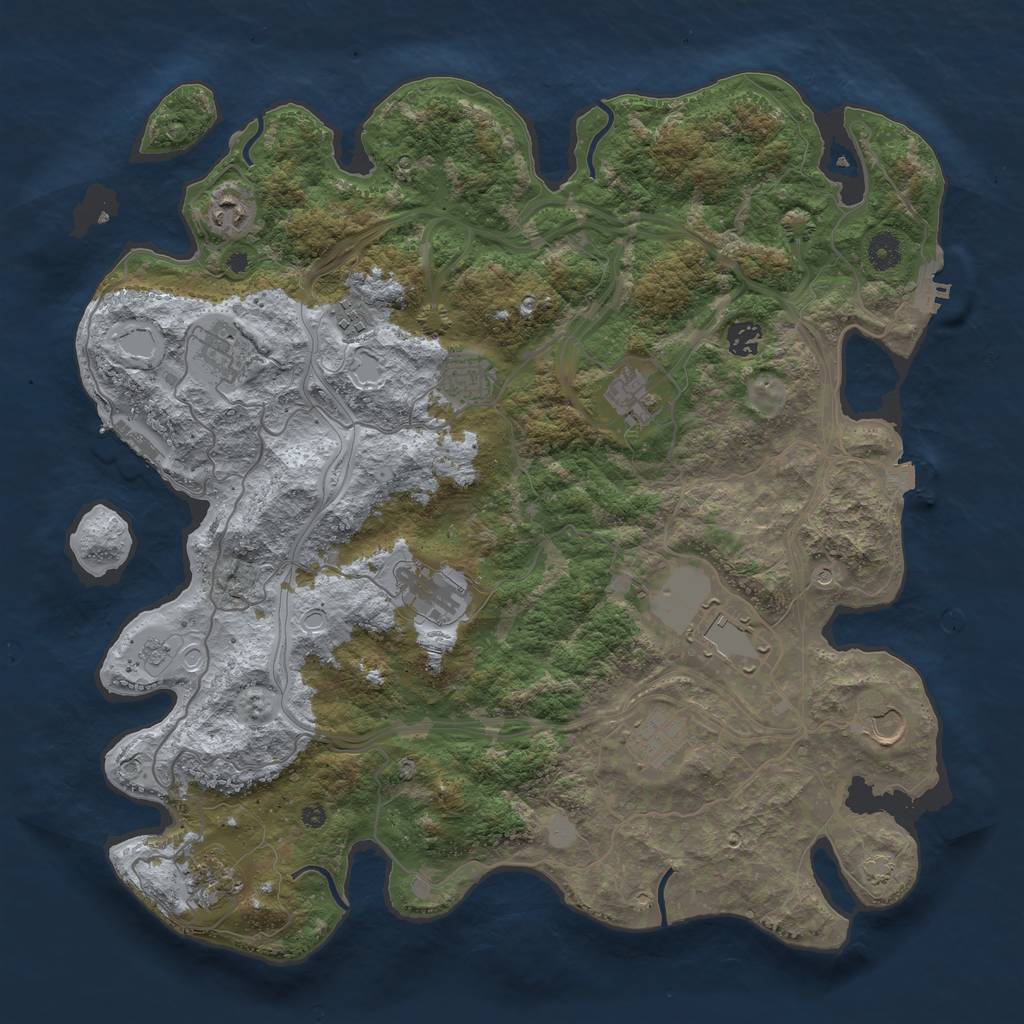 Rust Map: Procedural Map, Size: 4250, Seed: 694206969, 19 Monuments