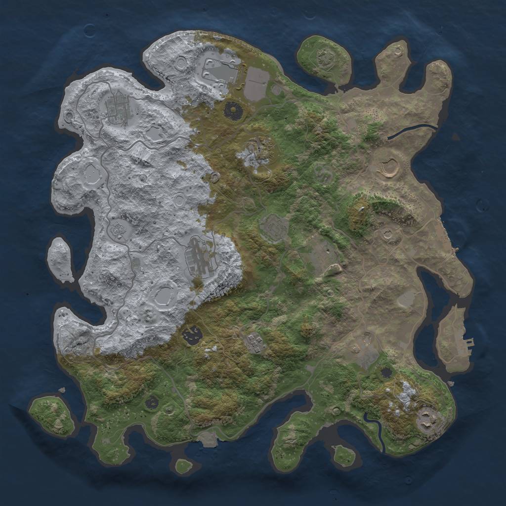 Rust Map: Procedural Map, Size: 4000, Seed: 745431450, 19 Monuments