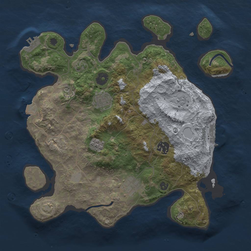 Rust Map: Procedural Map, Size: 3000, Seed: 1324040323, 12 Monuments