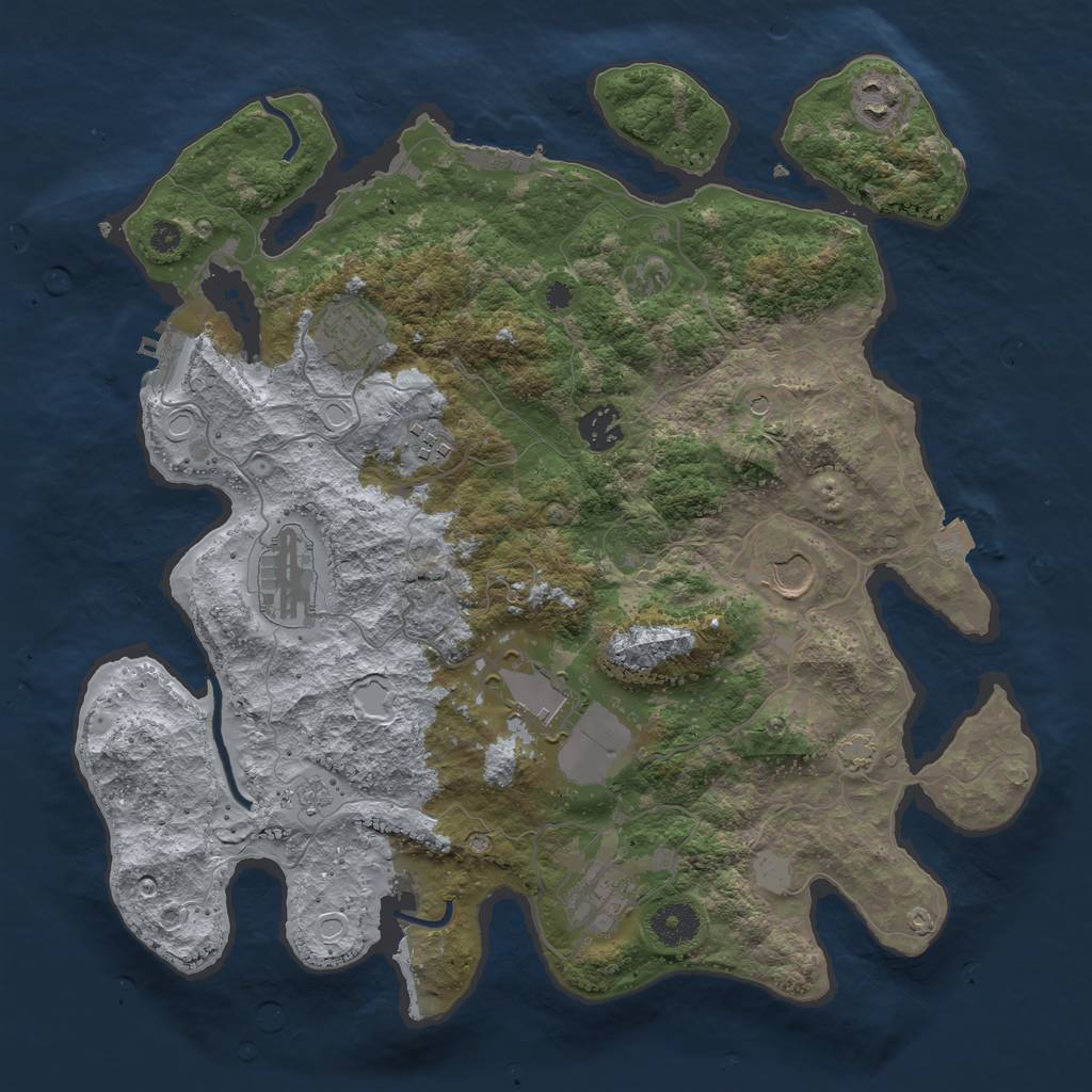 Rust Map: Procedural Map, Size: 3650, Seed: 1093501913, 16 Monuments