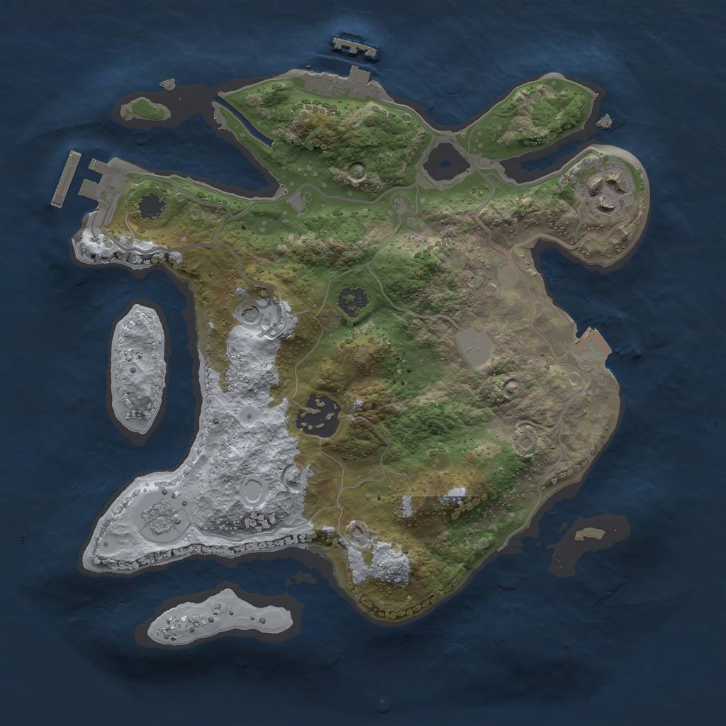 Rust Map: Procedural Map, Size: 2500, Seed: 308469974, 9 Monuments