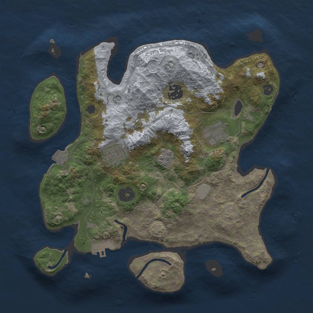 Rust Map: Procedural Map, Size: 3000, Seed: 325095245, 10 Monuments