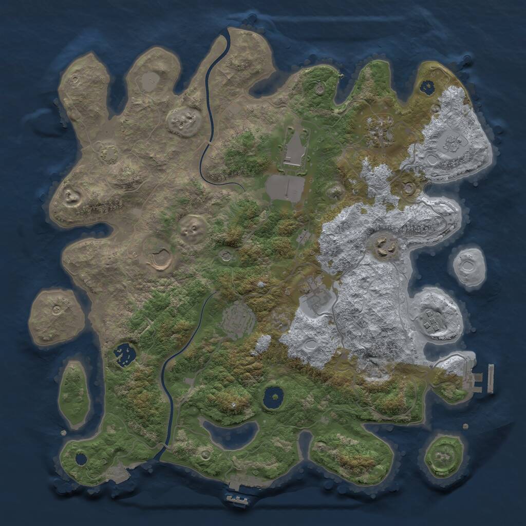 Rust Map: Procedural Map, Size: 3650, Seed: 27500071, 14 Monuments
