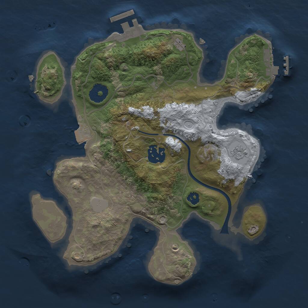 Rust Map: Procedural Map, Size: 2500, Seed: 434671, 5 Monuments