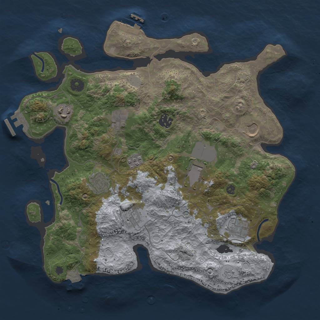 Rust Map: Procedural Map, Size: 3500, Seed: 120564921, 17 Monuments