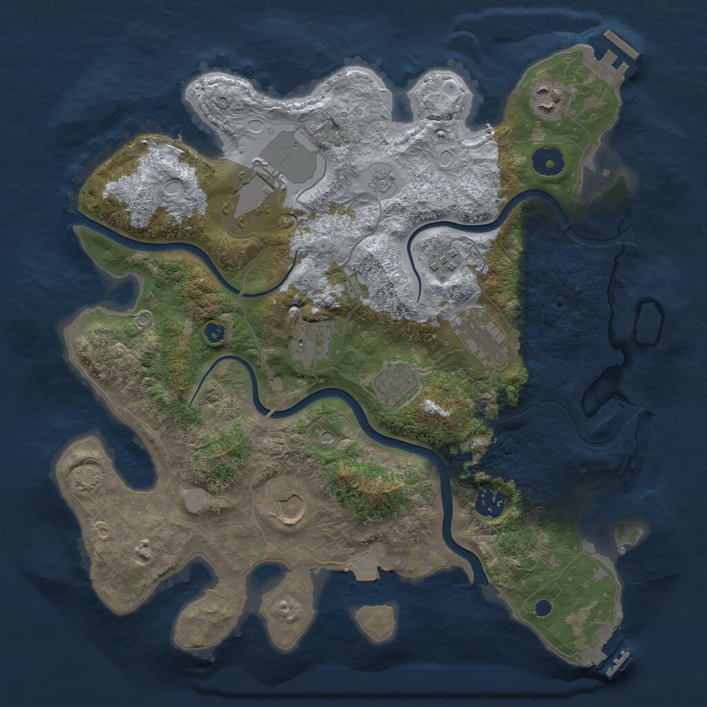 Rust Map: Procedural Map, Size: 3500, Seed: 5643345, 14 Monuments