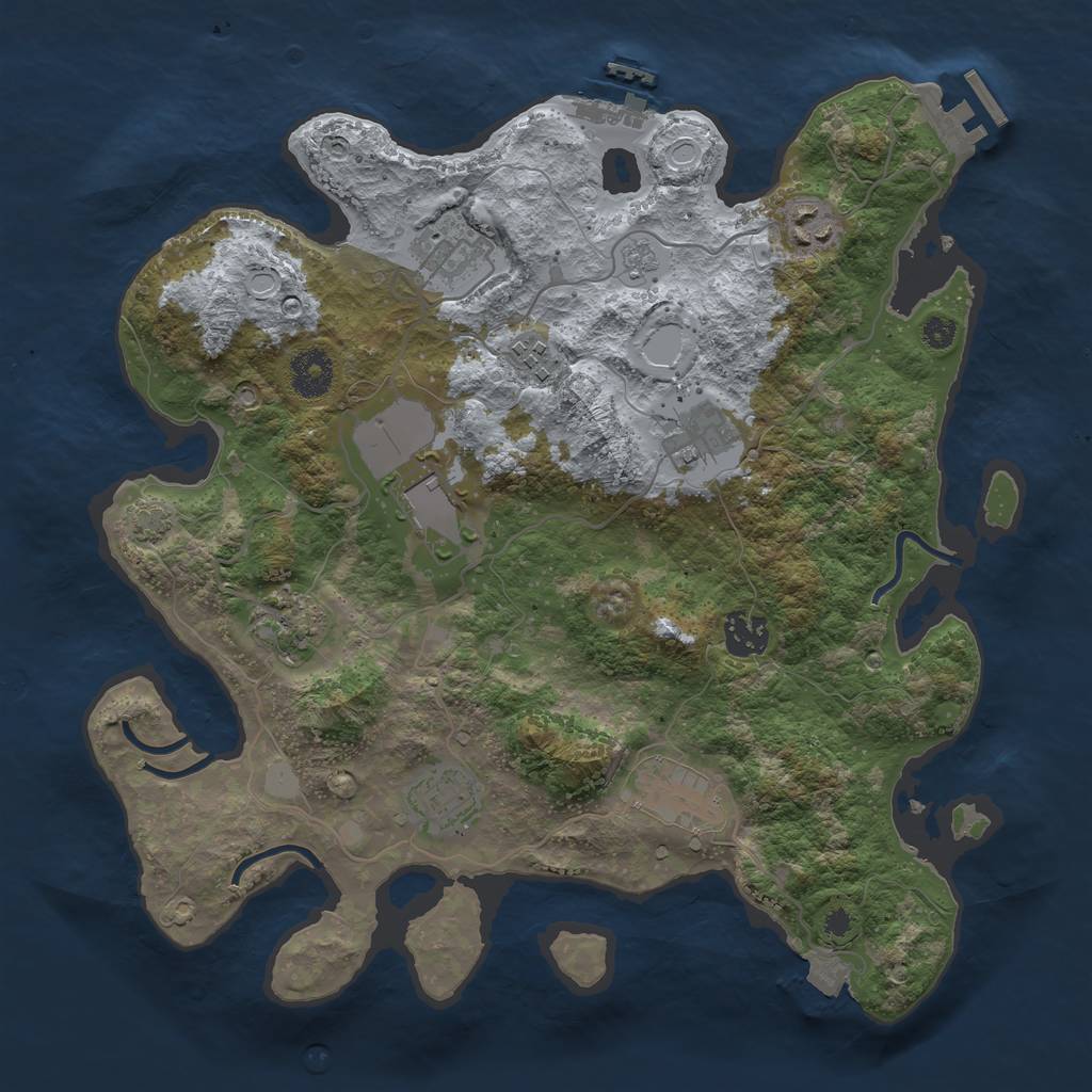 Rust Map: Procedural Map, Size: 3500, Seed: 5643345, 16 Monuments