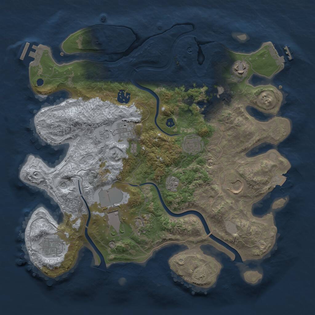 Rust Map: Procedural Map, Size: 3500, Seed: 1542563214, 16 Monuments