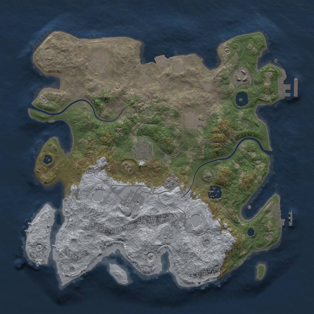 Rust Map: Procedural Map, Size: 3400, Seed: 1061800636, 13 Monuments