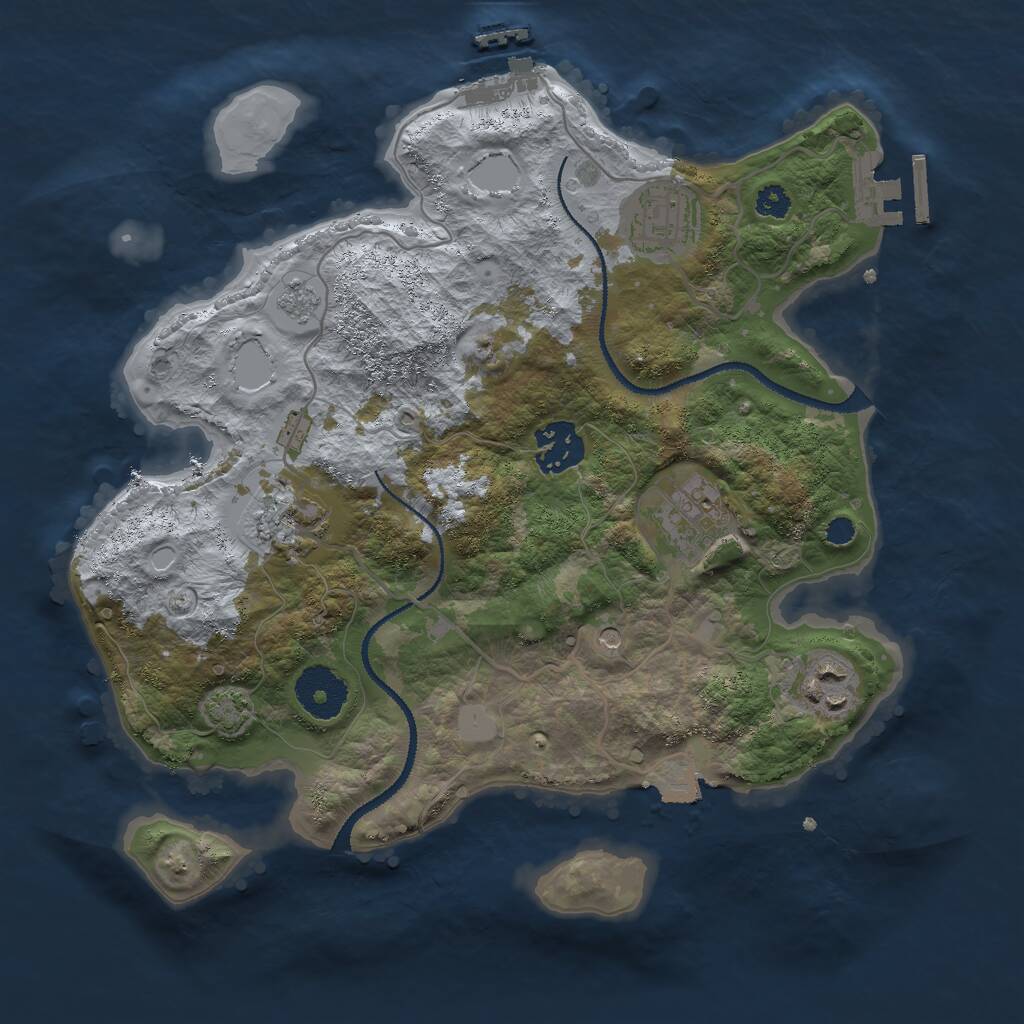 Rust Map: Procedural Map, Size: 3000, Seed: 1425895, 11 Monuments