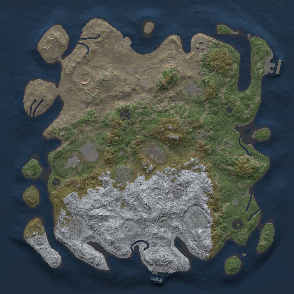 Rust Map: Procedural Map, Size: 4000, Seed: 550783226, 18 Monuments