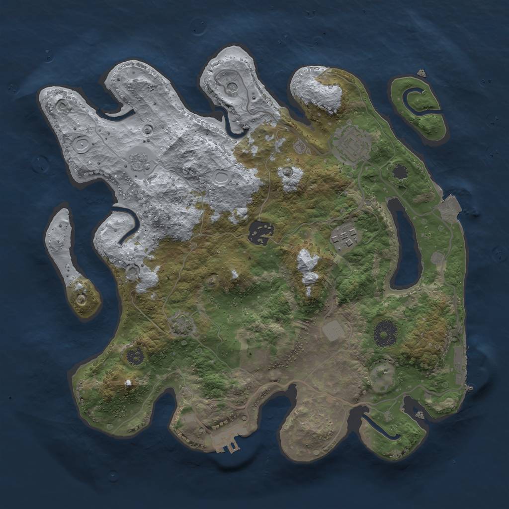 Rust Map: Procedural Map, Size: 3000, Seed: 404143116, 11 Monuments