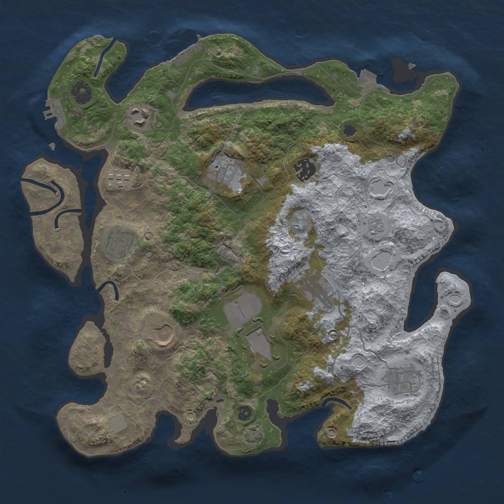 Rust Map: Procedural Map, Size: 3500, Seed: 1713, 17 Monuments