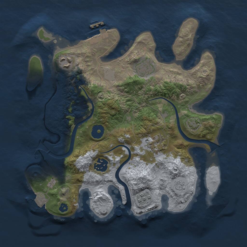 Rust Map: Procedural Map, Size: 2750, Seed: 173247, 9 Monuments