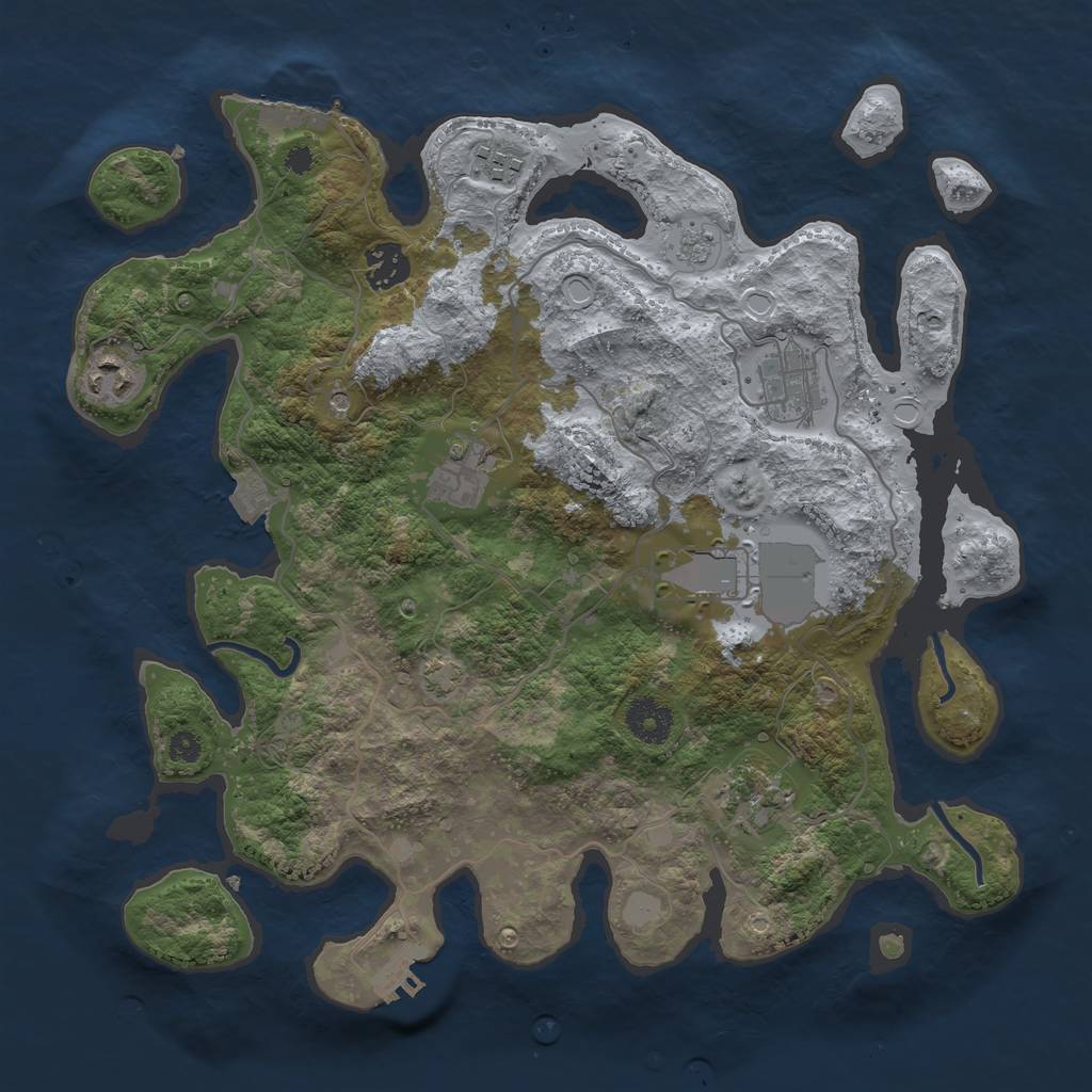Rust Map: Procedural Map, Size: 3500, Seed: 1032995942, 15 Monuments