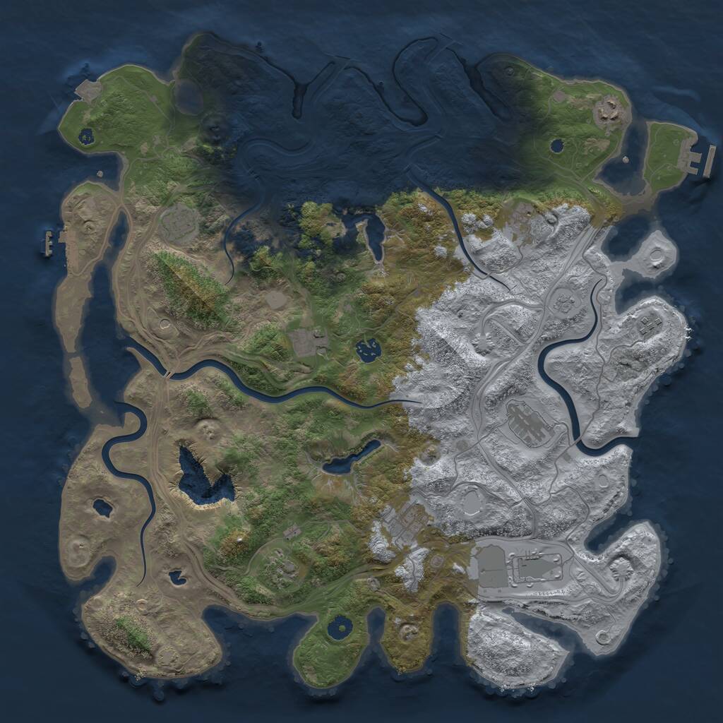 Rust Map: Procedural Map, Size: 4500, Seed: 927354290, 16 Monuments