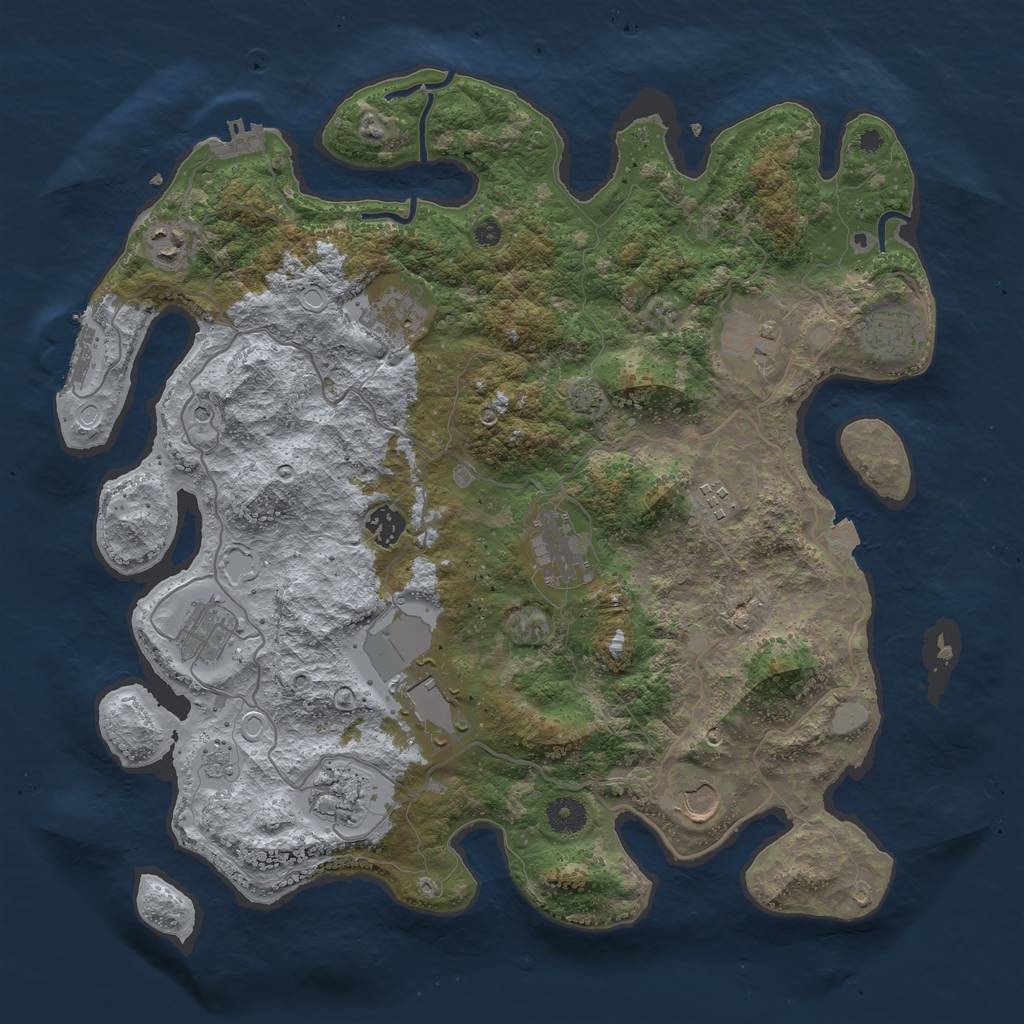 Rust Map: Procedural Map, Size: 4000, Seed: 918867515, 19 Monuments