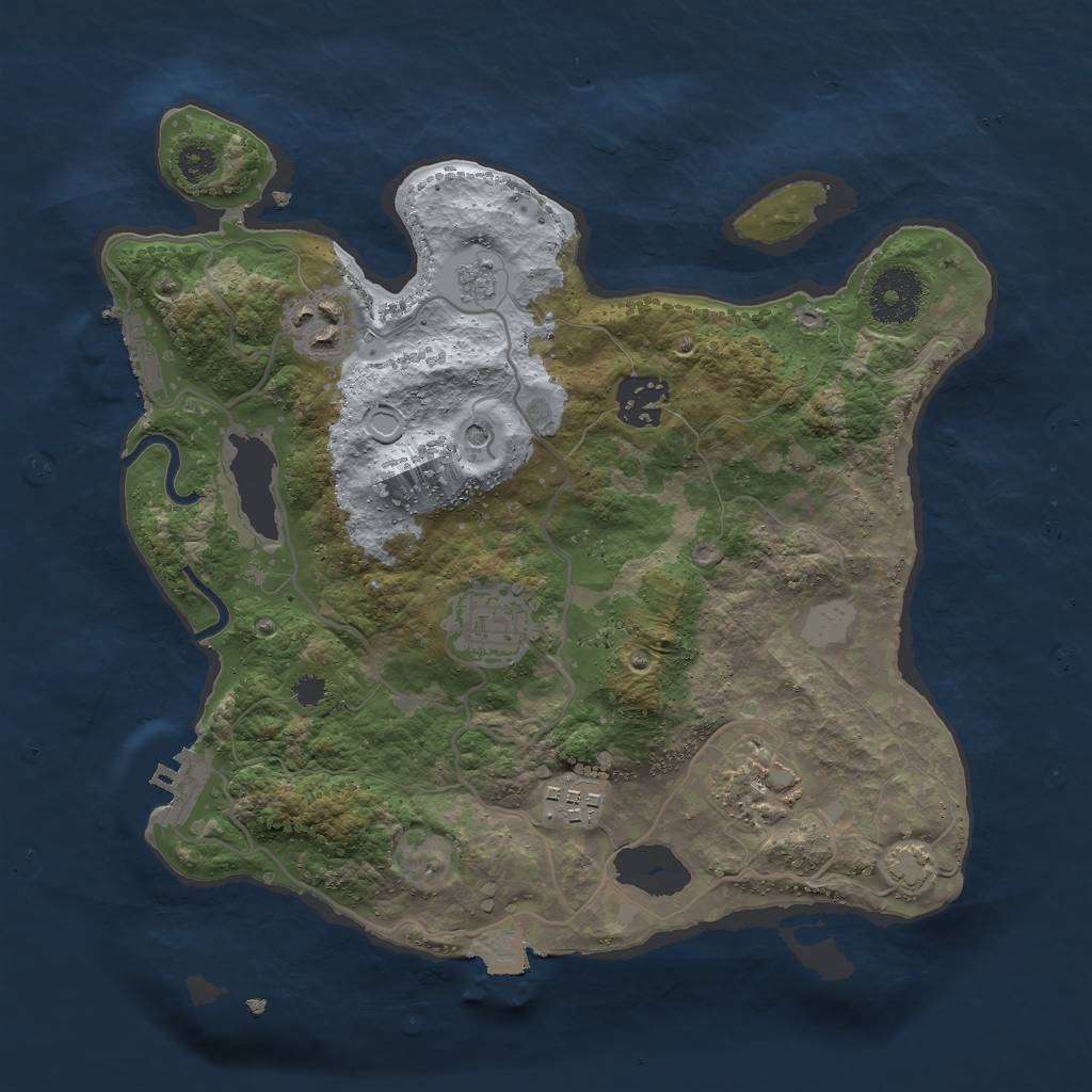 Rust Map: Procedural Map, Size: 3000, Seed: 2099171530, 13 Monuments
