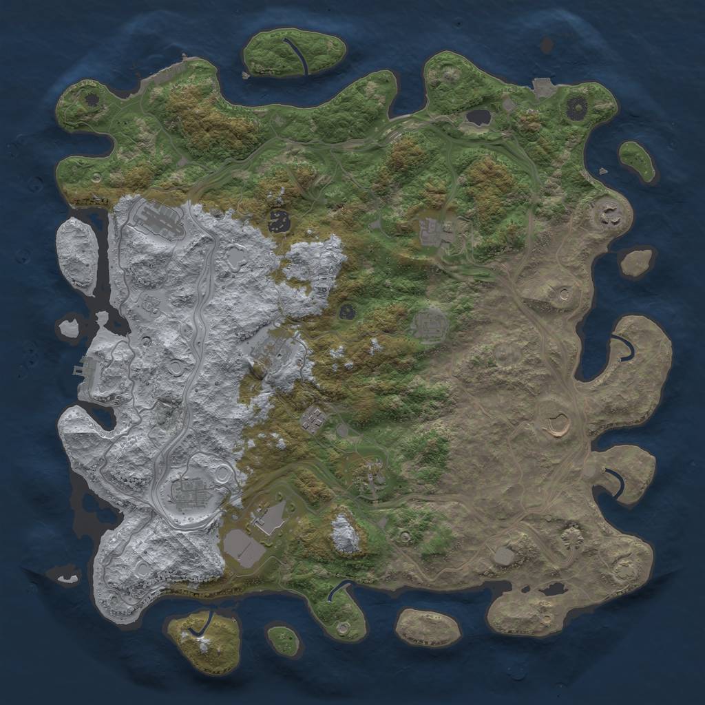 Rust Map: Procedural Map, Size: 4500, Seed: 71993, 19 Monuments