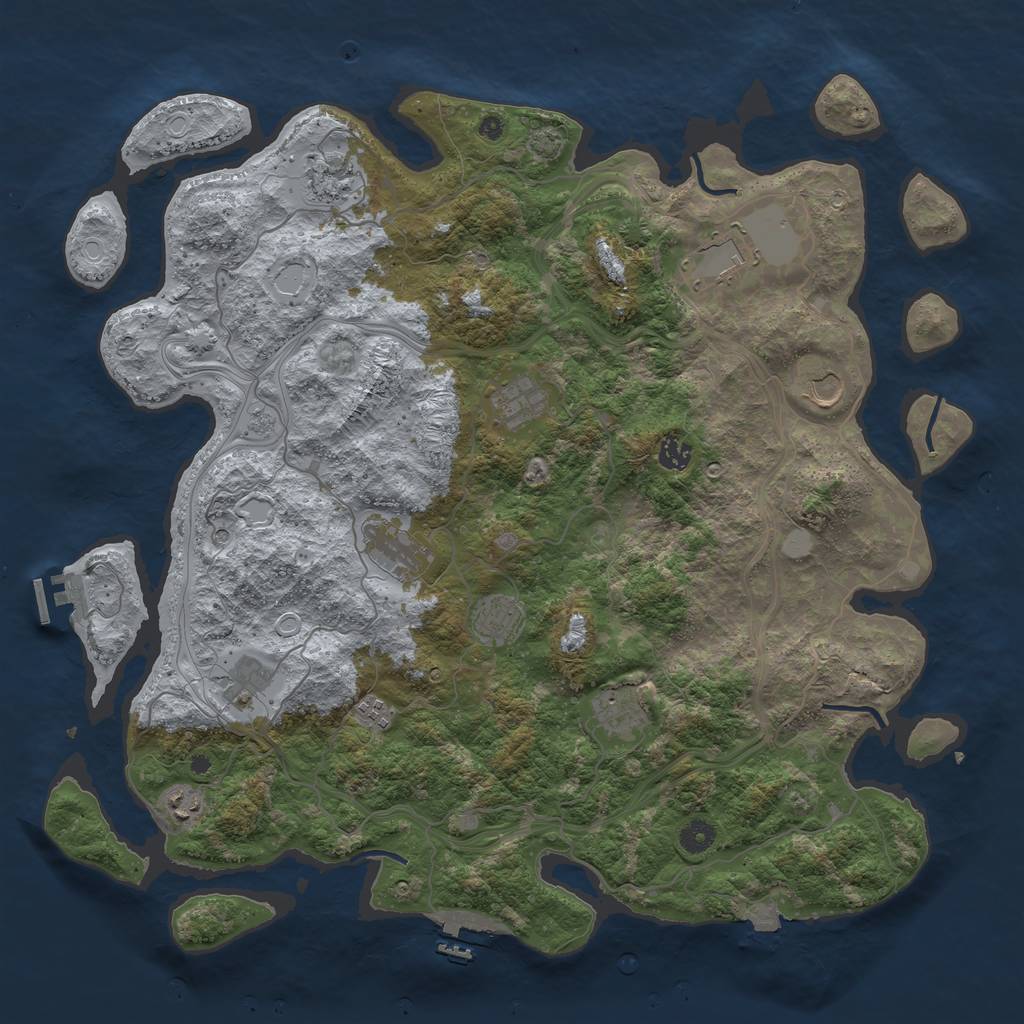 Rust Map: Procedural Map, Size: 4500, Seed: 979746297, 19 Monuments