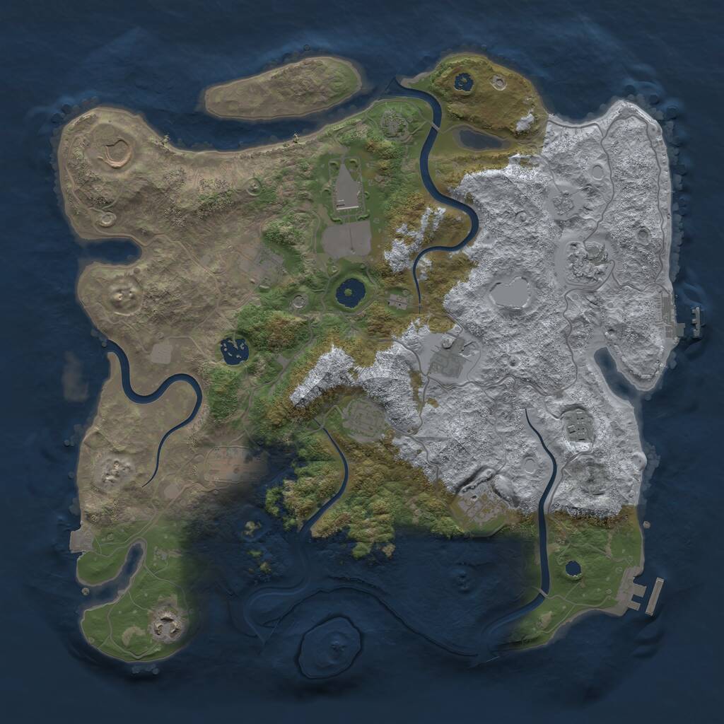 Rust Map: Procedural Map, Size: 3850, Seed: 78037470, 17 Monuments