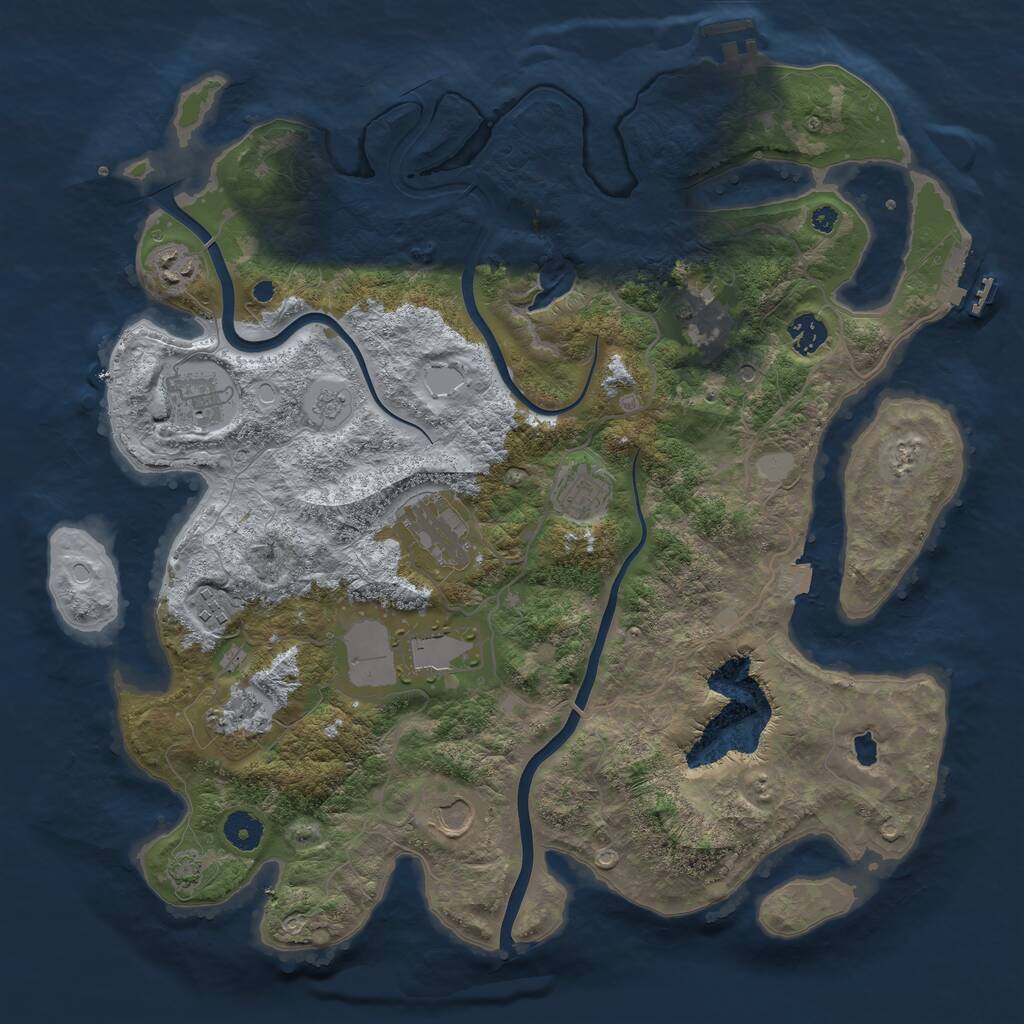 Rust Map: Procedural Map, Size: 4000, Seed: 1285007478, 16 Monuments
