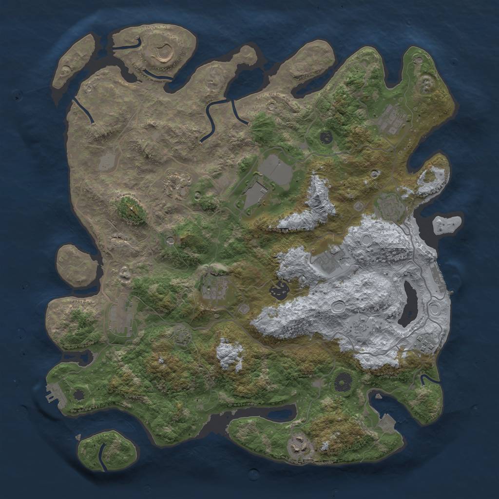 Rust Map: Procedural Map, Size: 4000, Seed: 235491, 19 Monuments