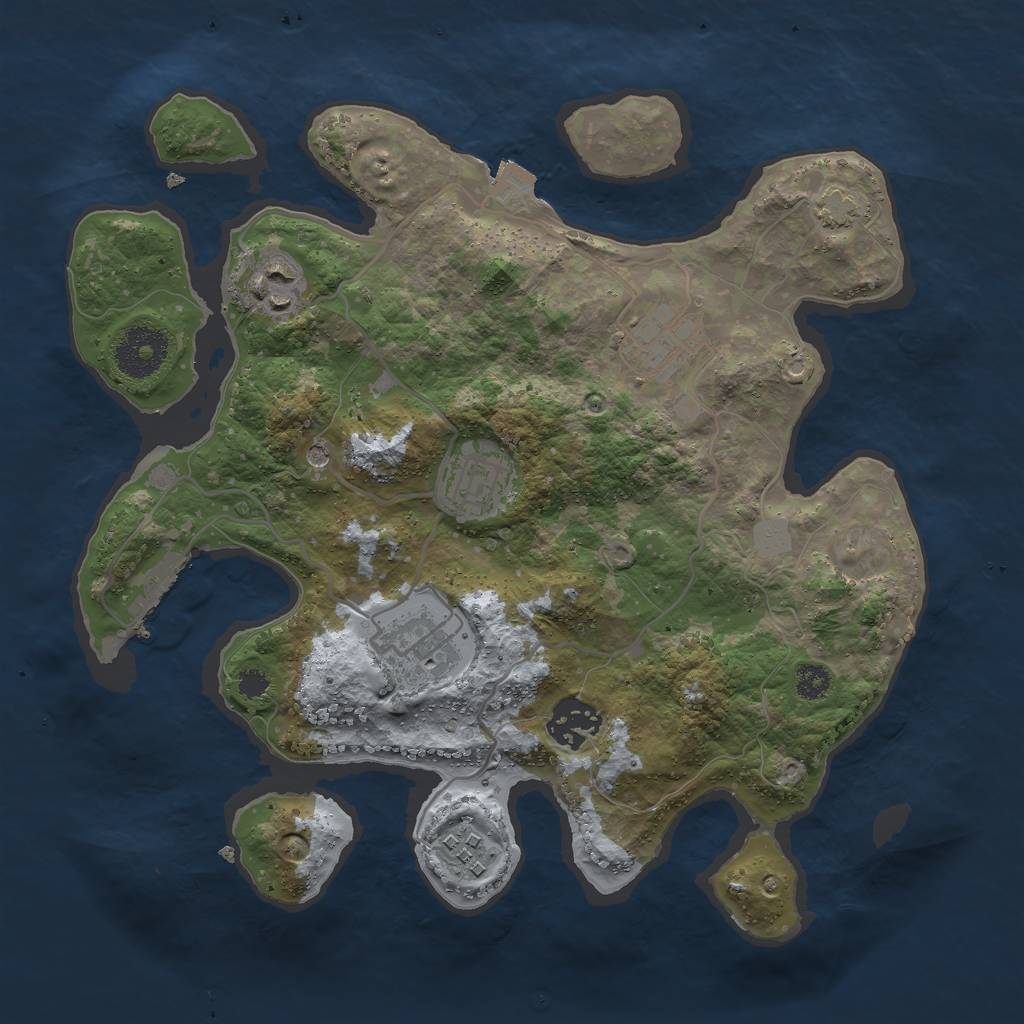Rust Map: Procedural Map, Size: 3000, Seed: 79911, 12 Monuments