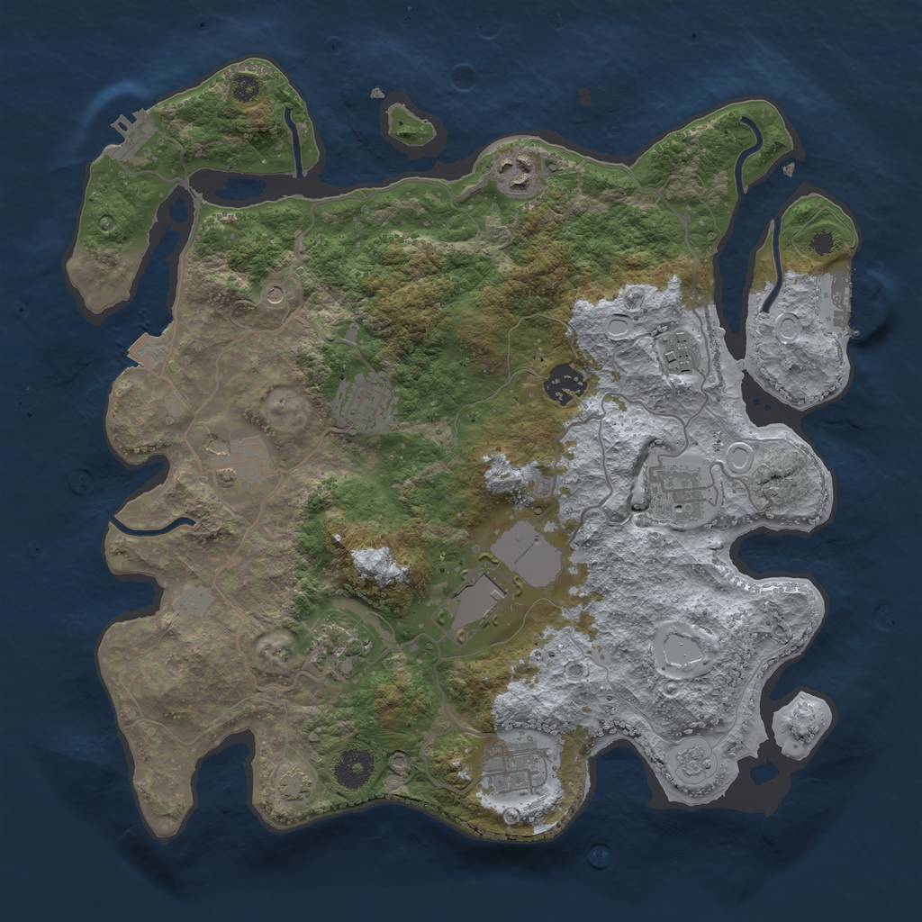 Rust Map: Procedural Map, Size: 3500, Seed: 1209201057, 17 Monuments