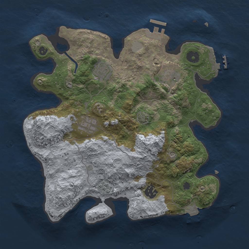 Rust Map: Procedural Map, Size: 3000, Seed: 56993, 13 Monuments