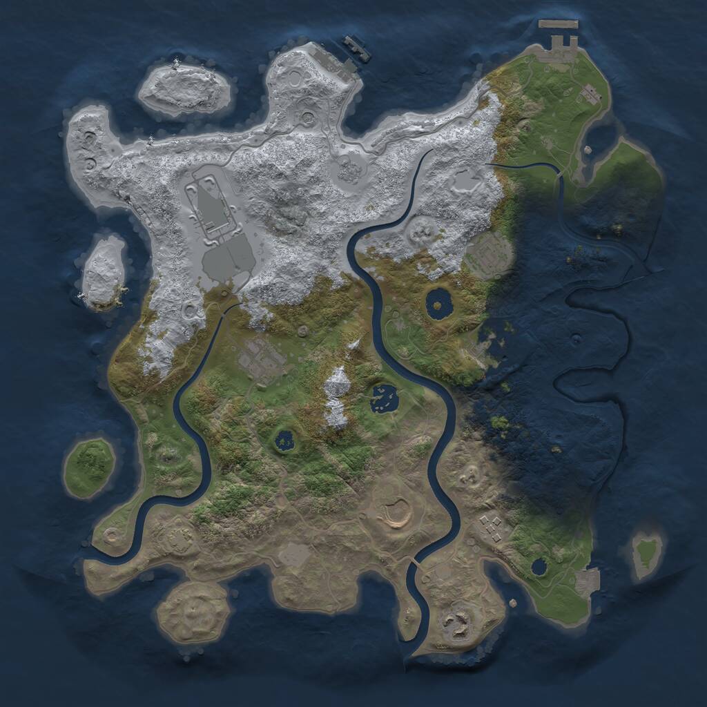 Rust Map: Procedural Map, Size: 3600, Seed: 2345, 14 Monuments