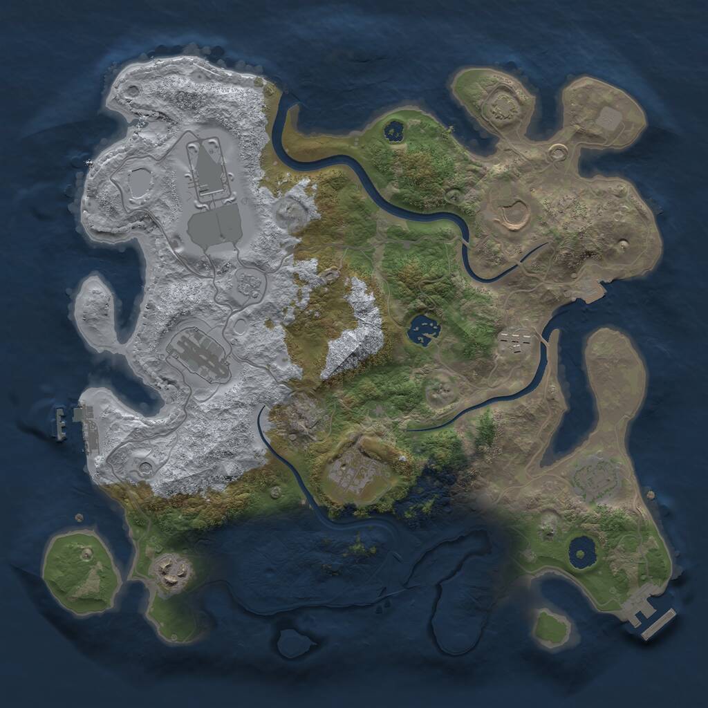 Rust Map: Procedural Map, Size: 3500, Seed: 745431450, 14 Monuments