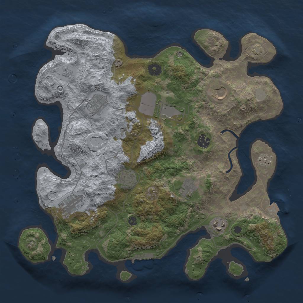 Rust Map: Procedural Map, Size: 3500, Seed: 745431450, 16 Monuments