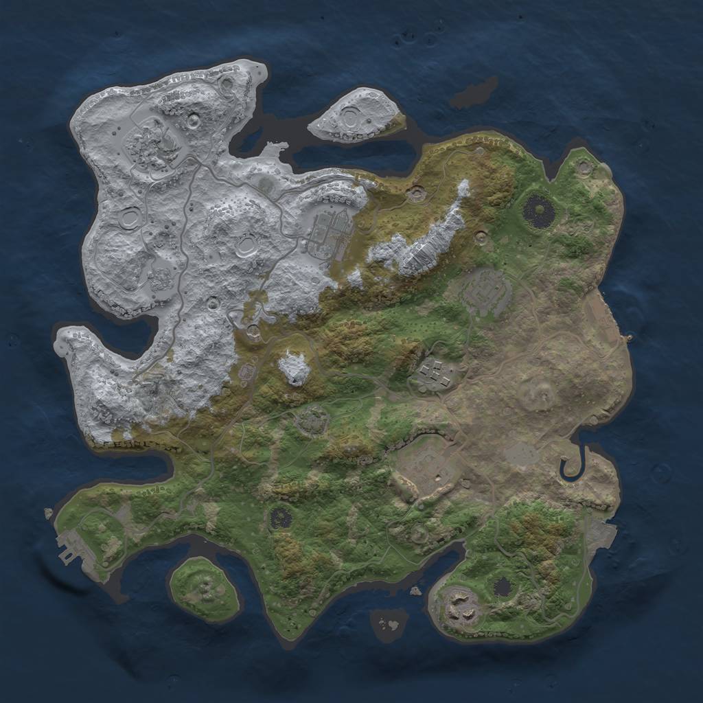Rust Map: Procedural Map, Size: 3300, Seed: 40901243, 14 Monuments