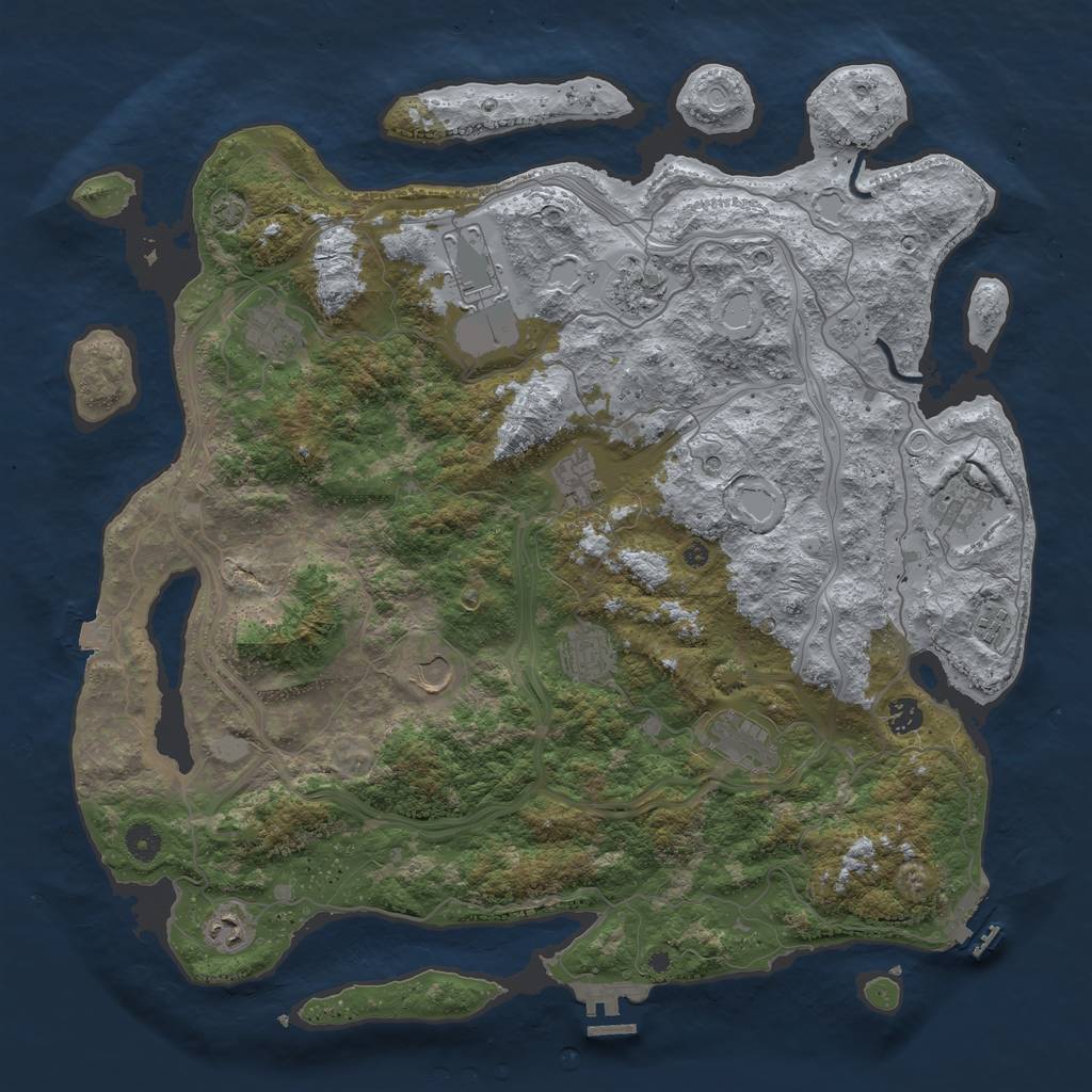Rust Map: Procedural Map, Size: 4500, Seed: 1145279975, 19 Monuments