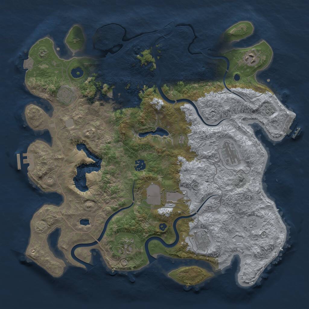 Rust Map: Procedural Map, Size: 4000, Seed: 10982435, 15 Monuments