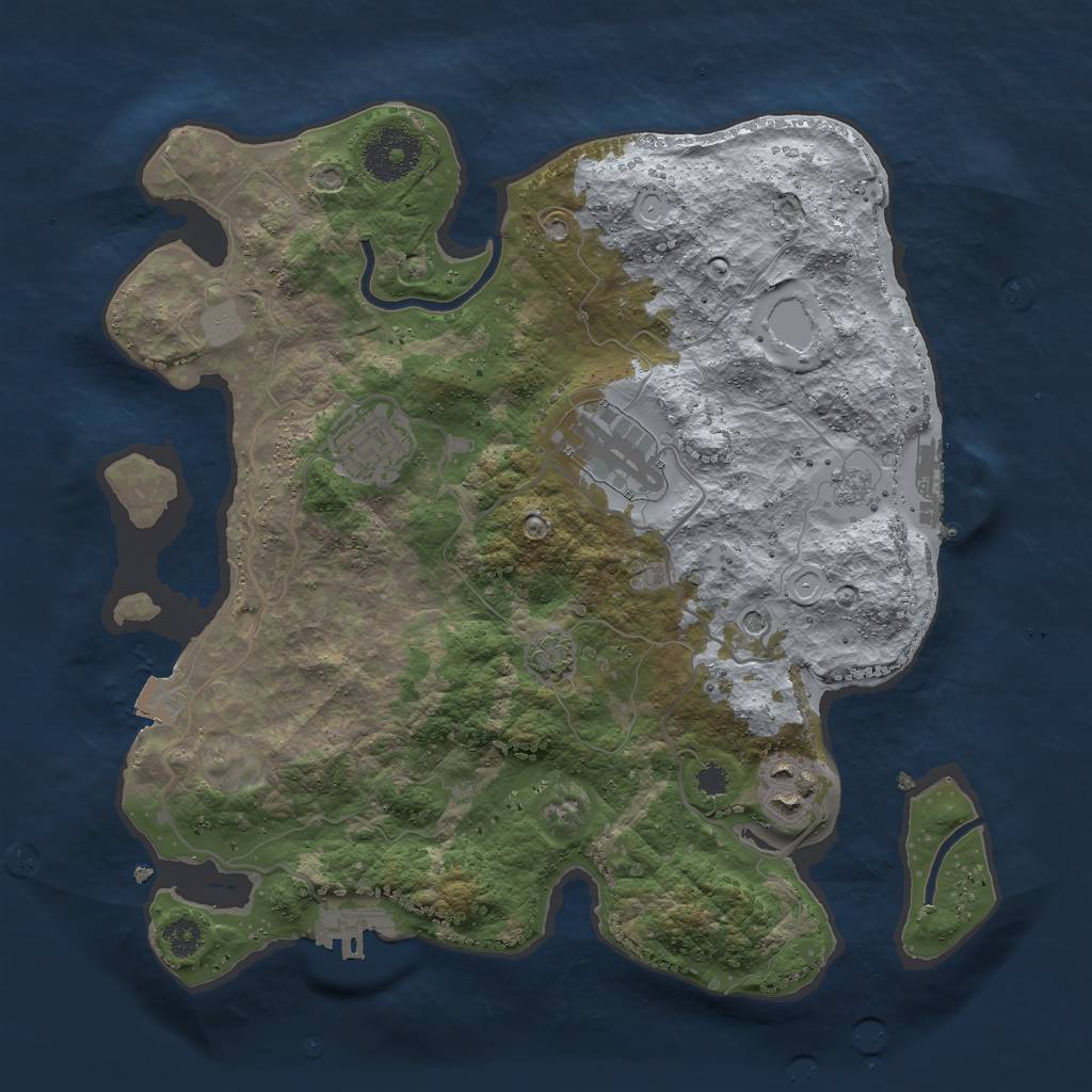 Rust Map: Procedural Map, Size: 3000, Seed: 1028515283, 11 Monuments