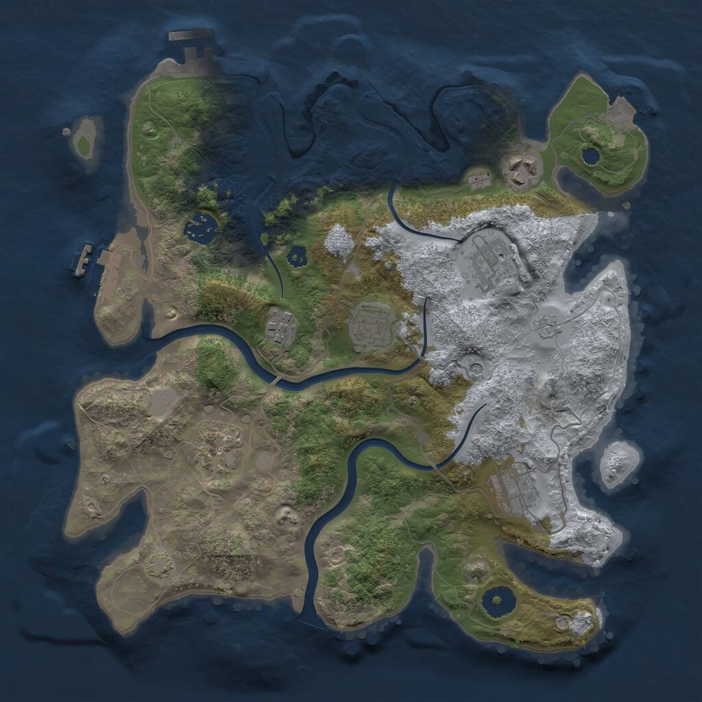 Rust Map: Procedural Map, Size: 3300, Seed: 1207951493, 13 Monuments