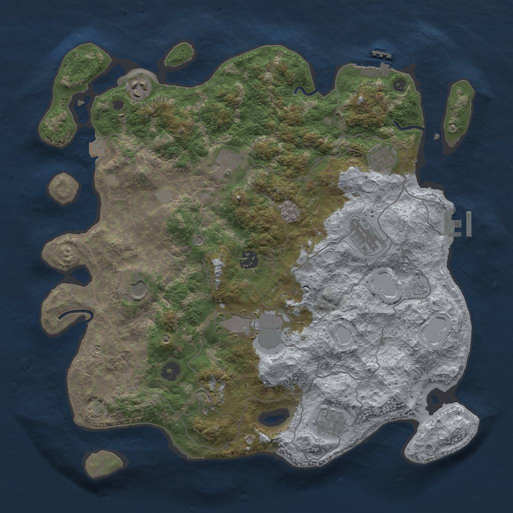 Rust Map: Procedural Map, Size: 4000, Seed: 4925, 18 Monuments