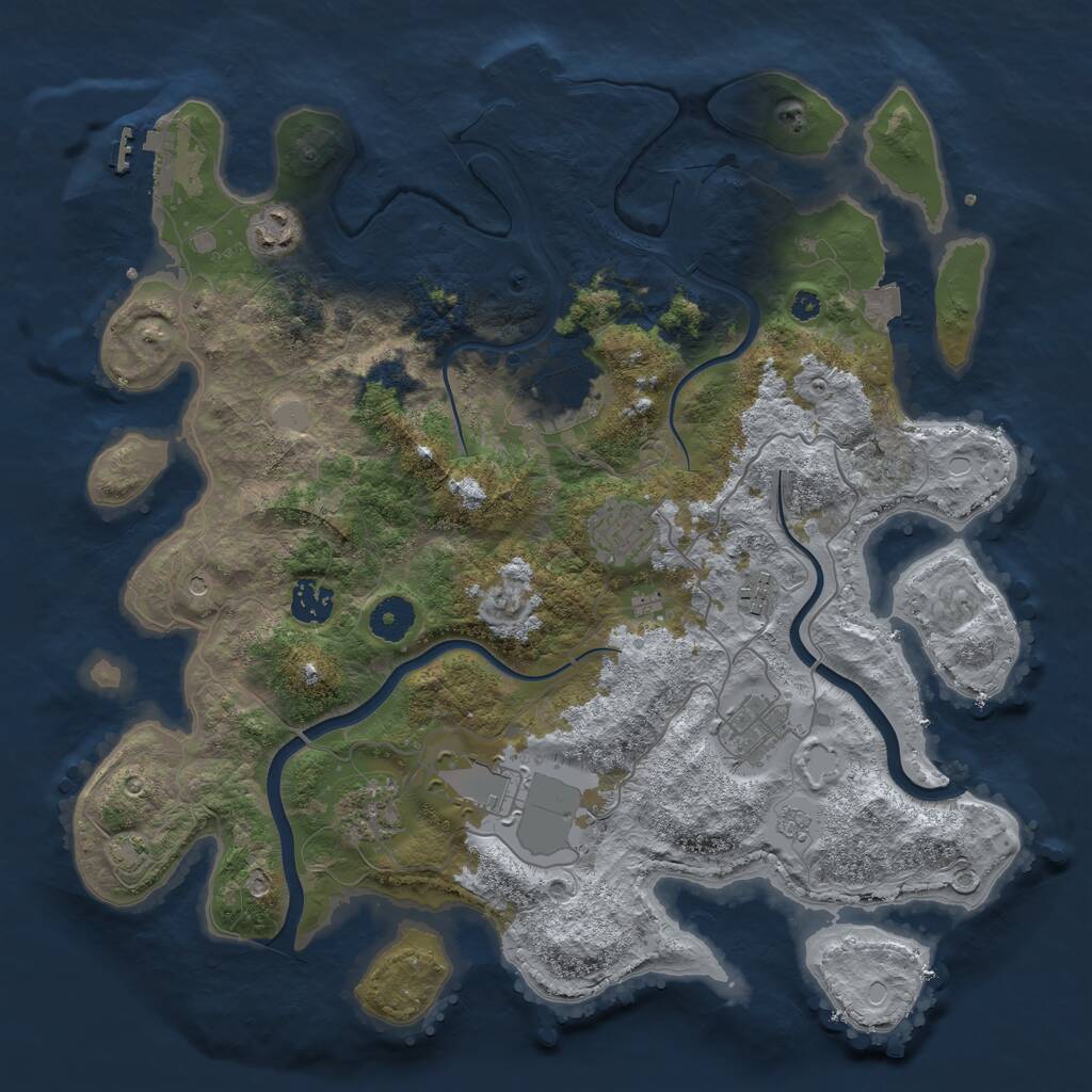 Rust Map: Procedural Map, Size: 3750, Seed: 481027606, 14 Monuments