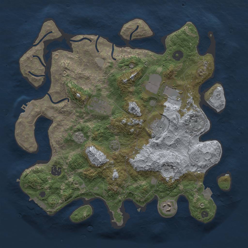 Rust Map: Procedural Map, Size: 3500, Seed: 115402901, 14 Monuments
