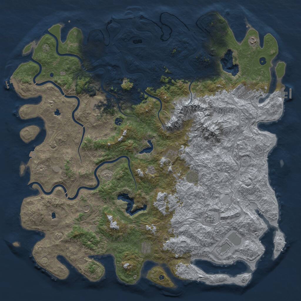 Rust Map: Procedural Map, Size: 6000, Seed: 178525725, 17 Monuments