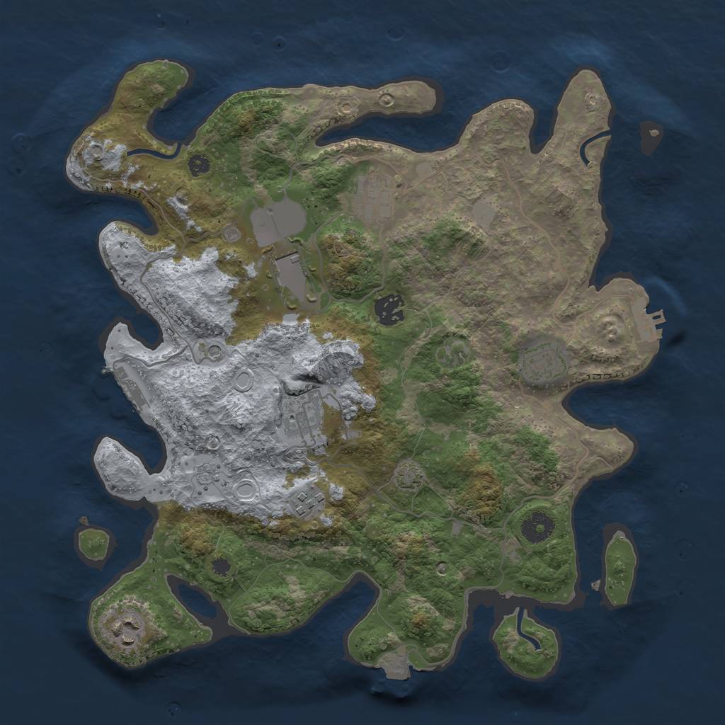 Rust Map: Procedural Map, Size: 3500, Seed: 1370230235, 15 Monuments