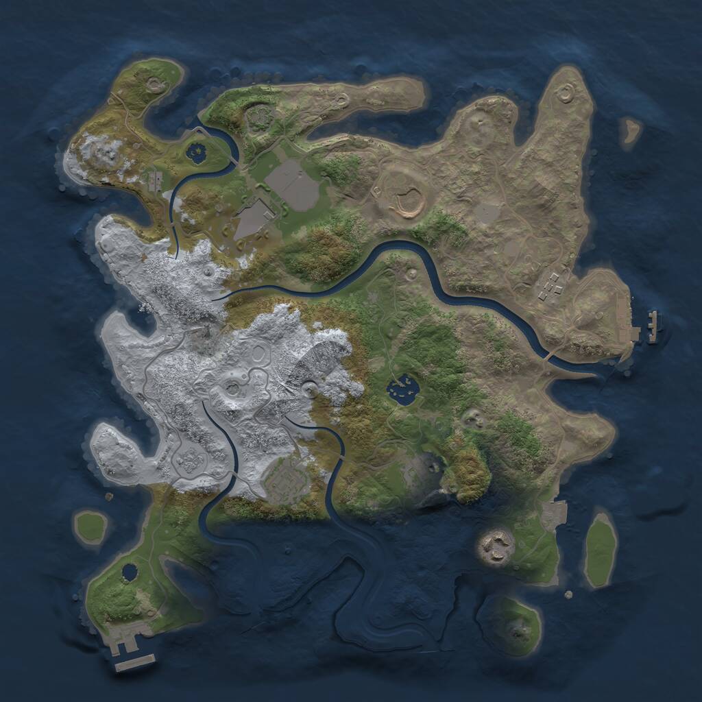 Rust Map: Procedural Map, Size: 3500, Seed: 1370230235, 13 Monuments