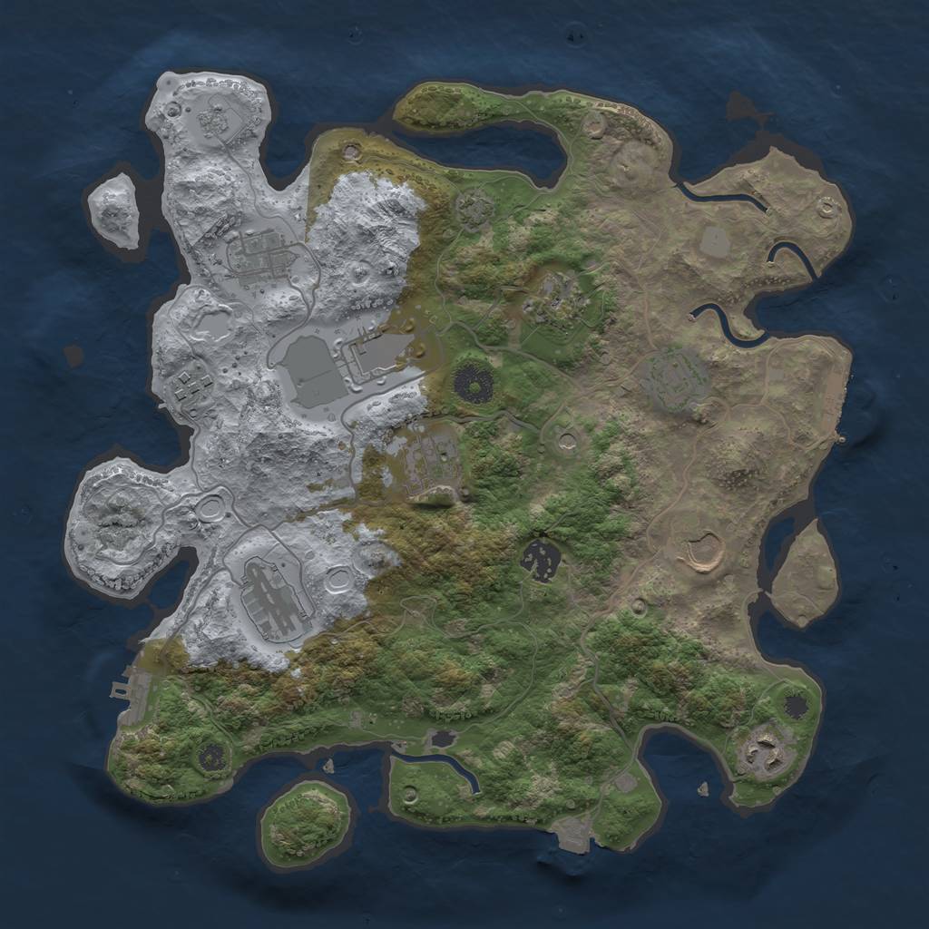 Rust Map: Procedural Map, Size: 3500, Seed: 982376416, 18 Monuments