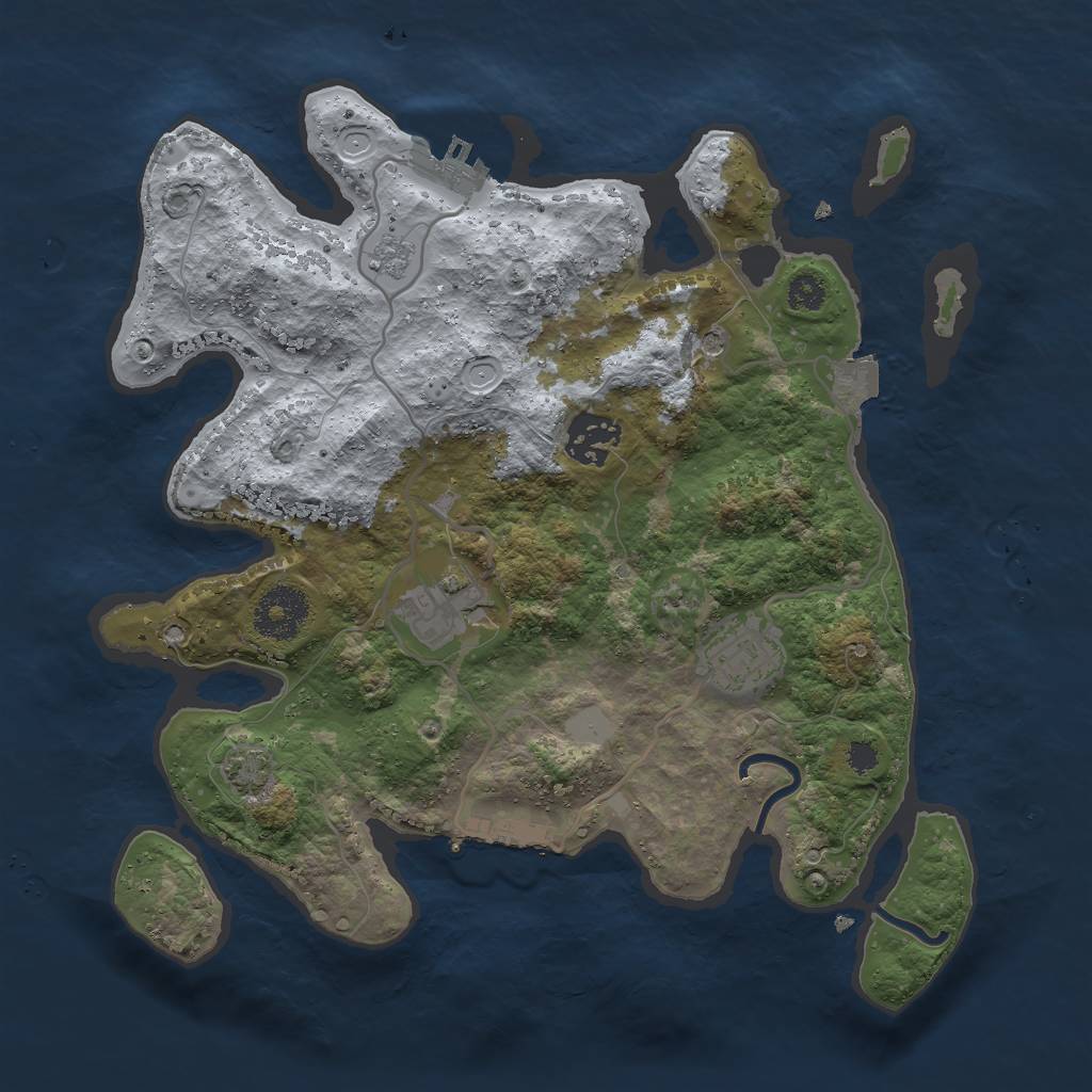 Rust Map: Procedural Map, Size: 3000, Seed: 1962969359, 11 Monuments